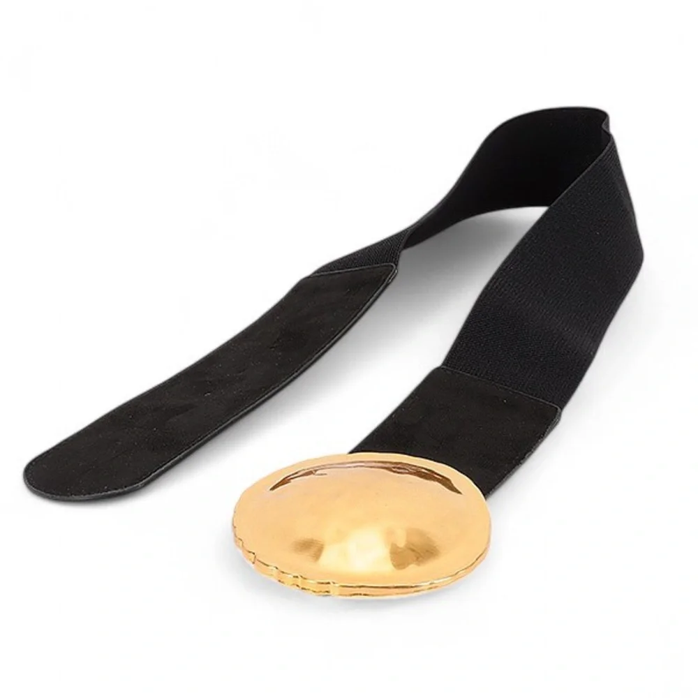 Vegan Suede Elastic Statement Belt - Green, Camel, Black
